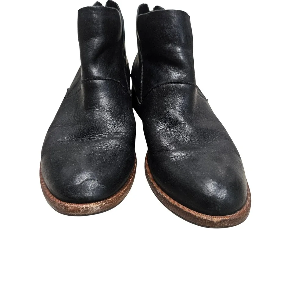 Kork-Ease Ankle Boots Womens 7.5 Black Leather Back Zip Cutout Block Heel Bootie